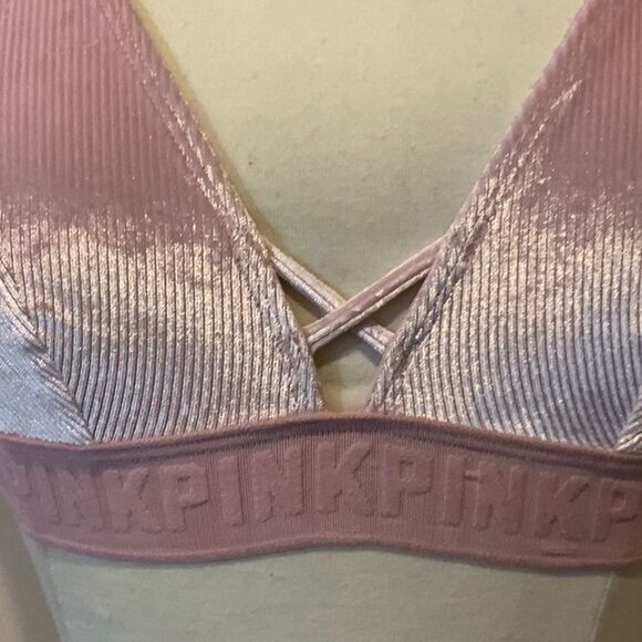 VS Pink Velvet Triangle Bralette in Baby Pink Small - Picture 3 of 10